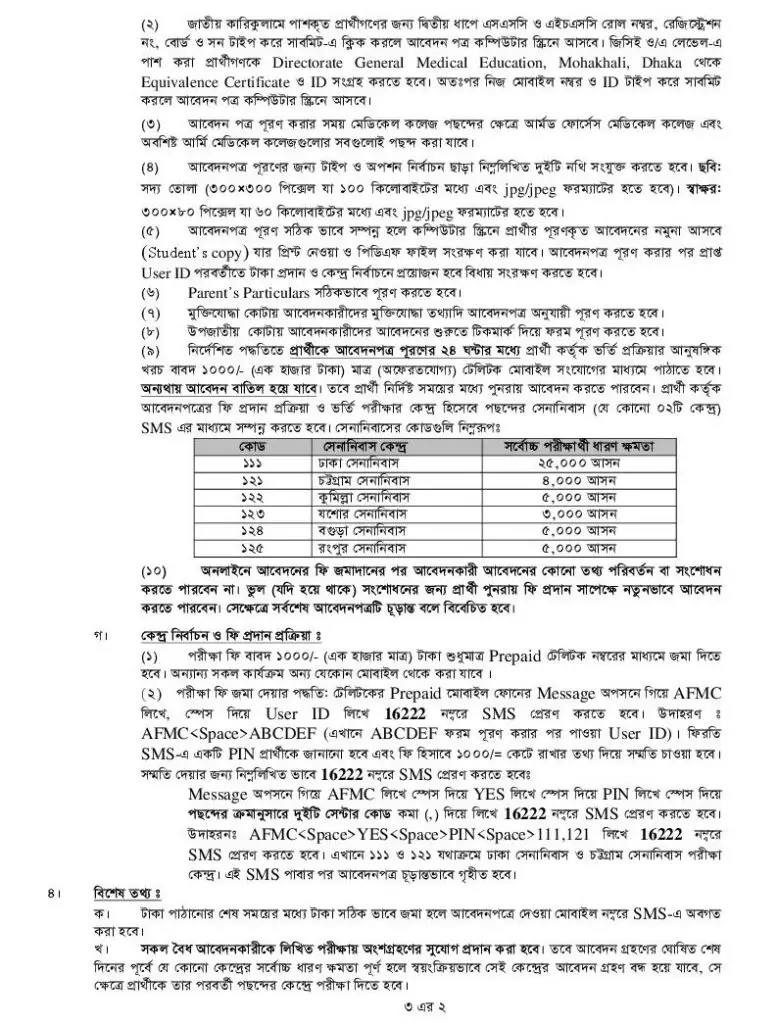 AFMC Admission Circular 2024-2